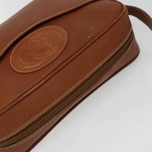 GUCCI Shoulder Bag Leather Brown Gold Auth gh539 - Picture 7 of 16